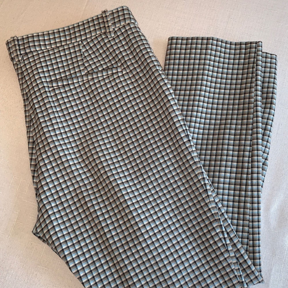 Theory Treeca 4 Blue Check Viscose Crop Trouser Dress Pants Women’s Size 6